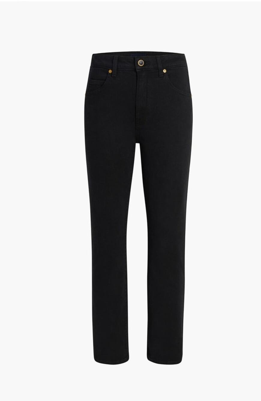 KHAITE Vivian Stretch Jeans Carlyle Black Size 26 Straight Leg Excellent